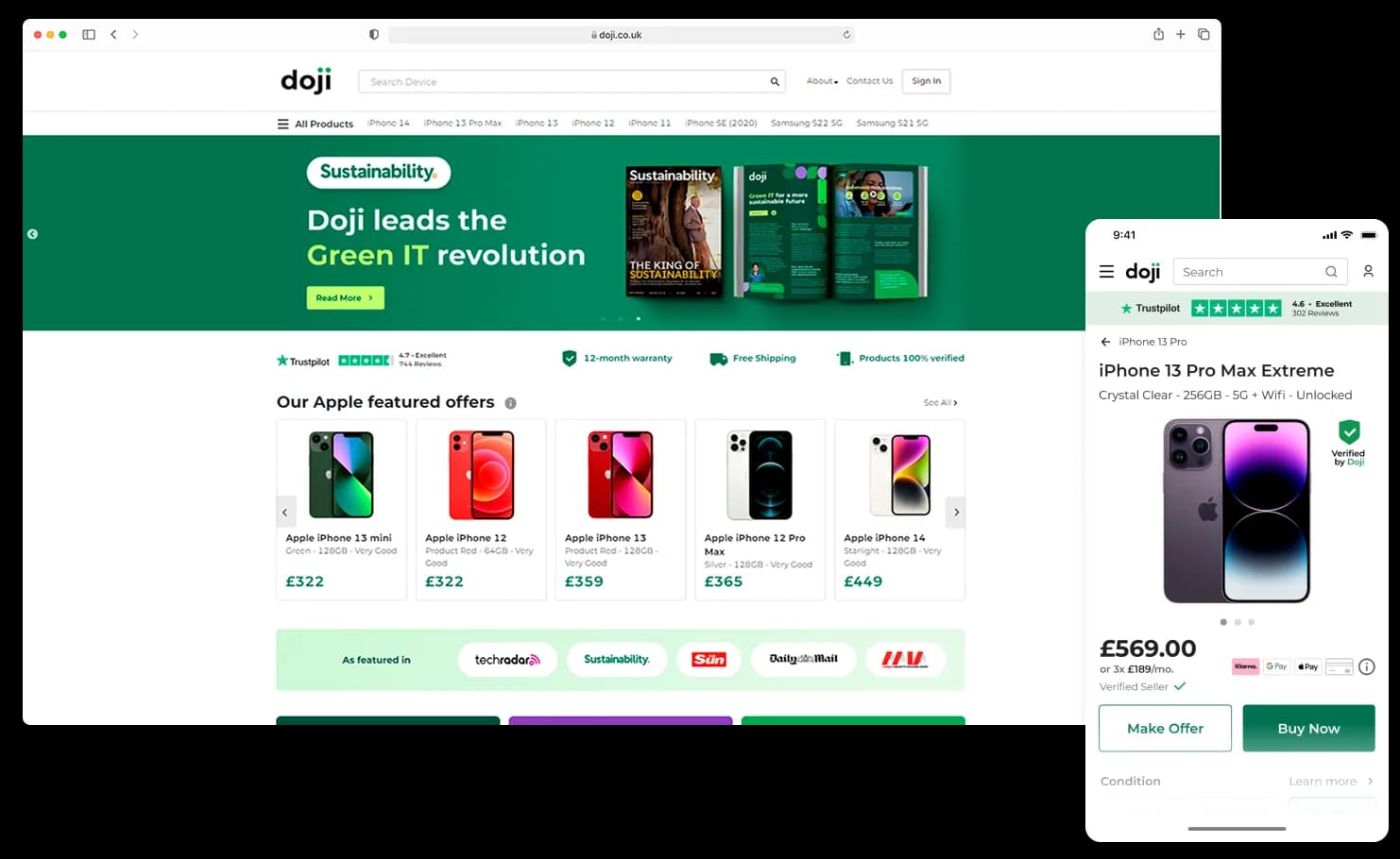 Detalhe da página de produto da Doji