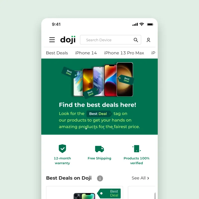Detalhe da página de produto da Doji